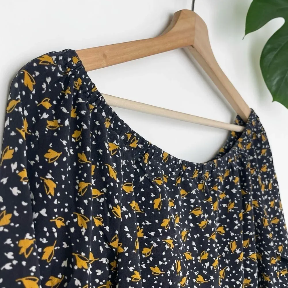 Madewell 100% Silk Off-the-Shoulder Top in Falling Leaves